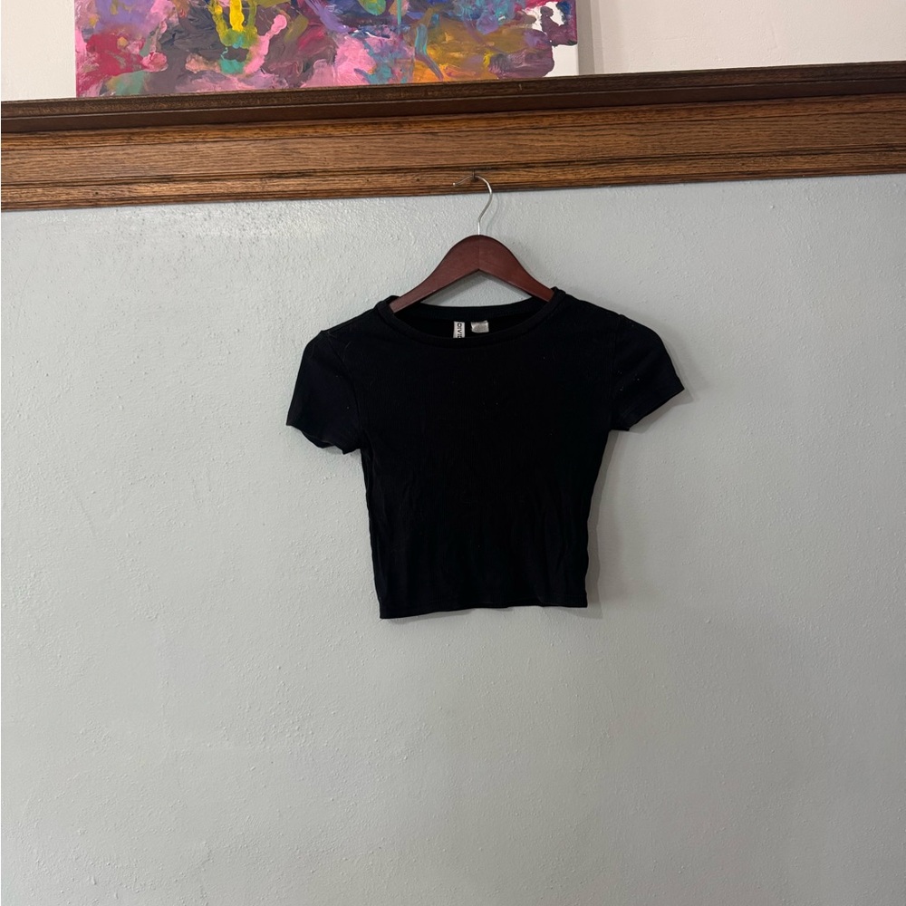 Divided Black Crop Top